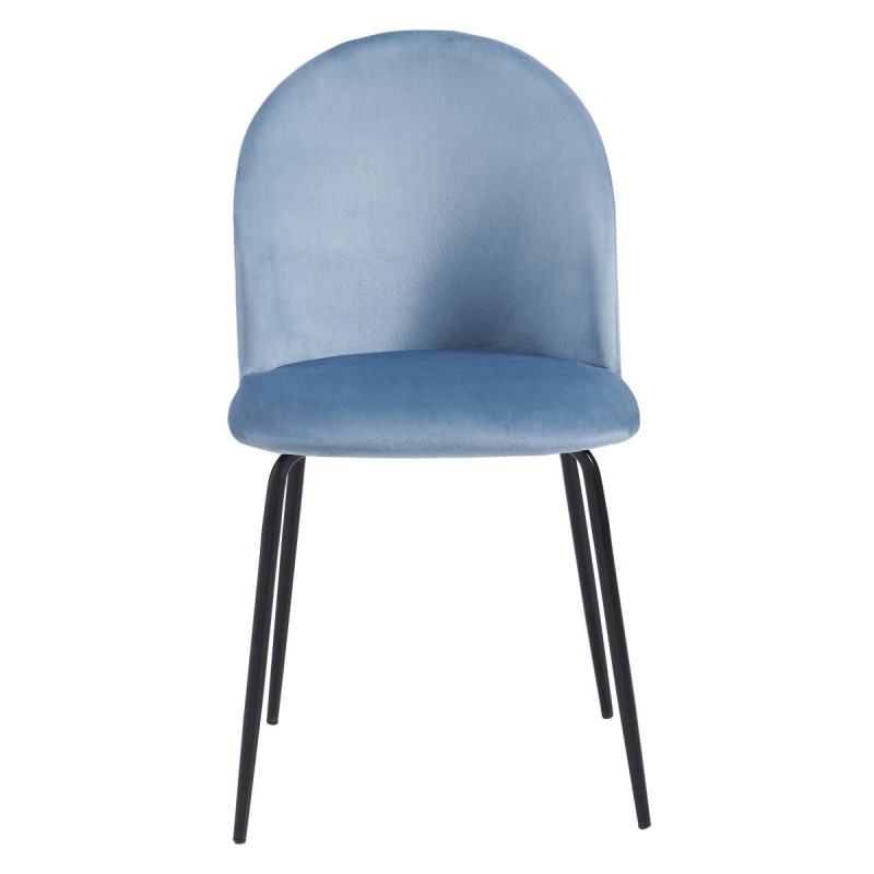 Set 4 Sedie imbottite Bonnie velluto blu avio 45x55x82cm moderne