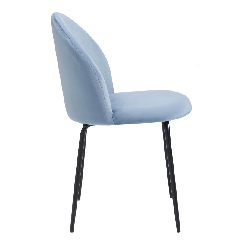 Set 4 Sedie imbottite Bonnie velluto blu avio 45x55x82cm moderne