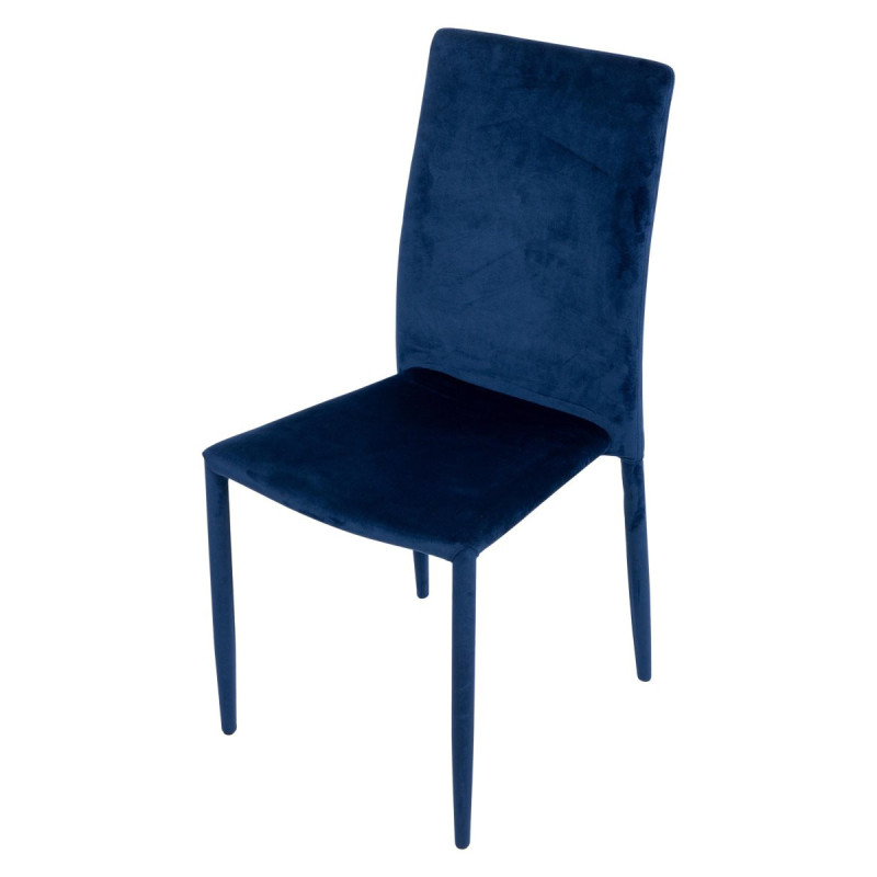 Set 6 Sedie imbottite Connie velluto blu 41x44x90cm moderne eleganti