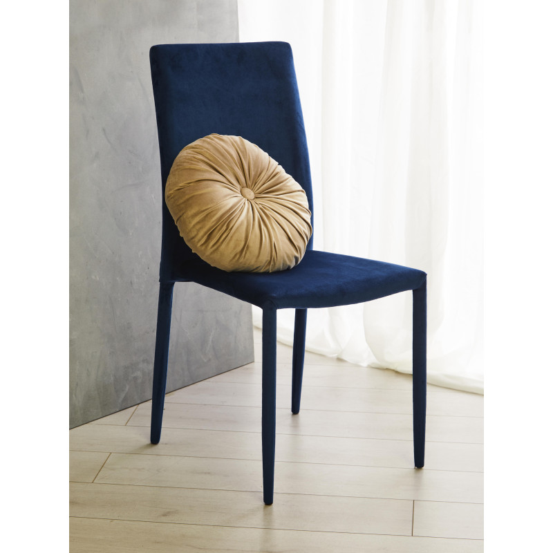 Set 6 Sedie imbottite Connie velluto blu 41x44x90cm moderne eleganti