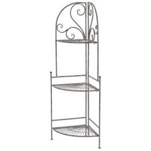 Set 2 Scaffali angolari 3 ripiani Jude metallo grigio anticato 49x36x122