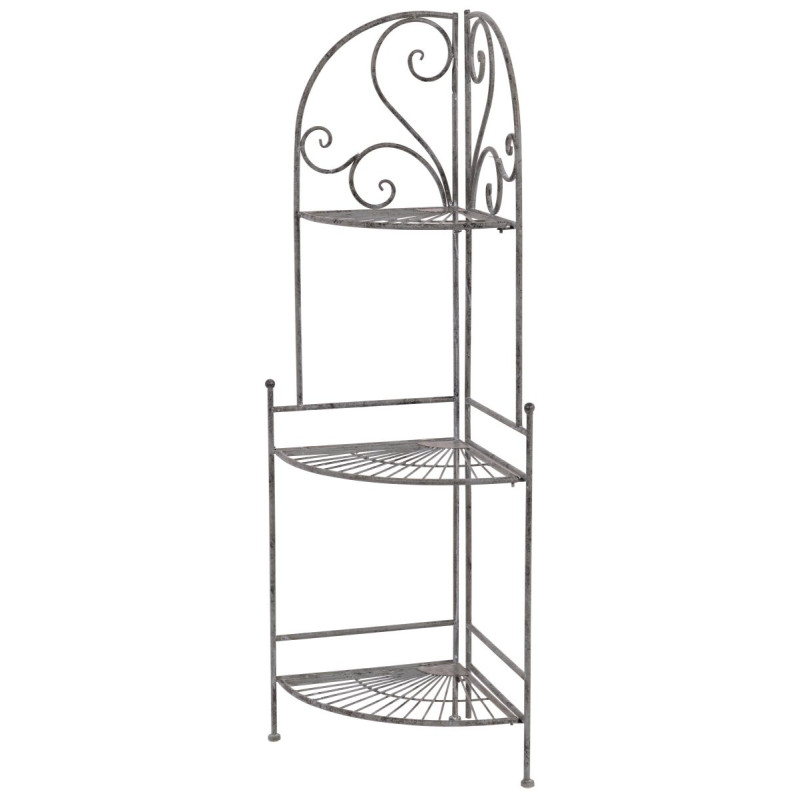 Set 2 Scaffali angolari 3 ripiani Jude metallo grigio anticato 49x36x122