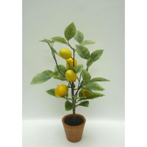 Set di 6 Piante Di Limone Artificiale In Vaso Di Terracotta H 43 Cm