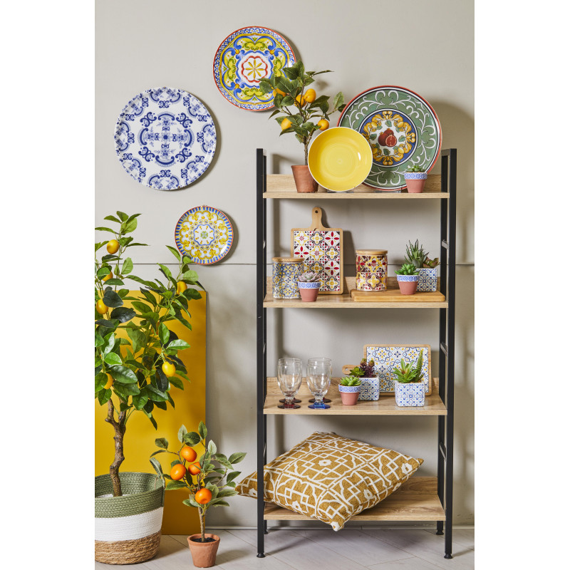 Set 6 Piante limone artificiale in vaso terracotta H43cm decorative