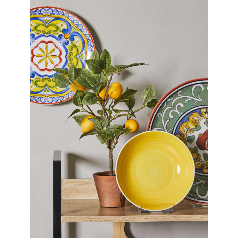 Set 6 Piante limone artificiale in vaso terracotta H43cm decorative