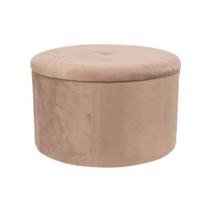 Set di 2 Pouf Contenitore Pieghevole Olimpia Velluto Beige 56x34