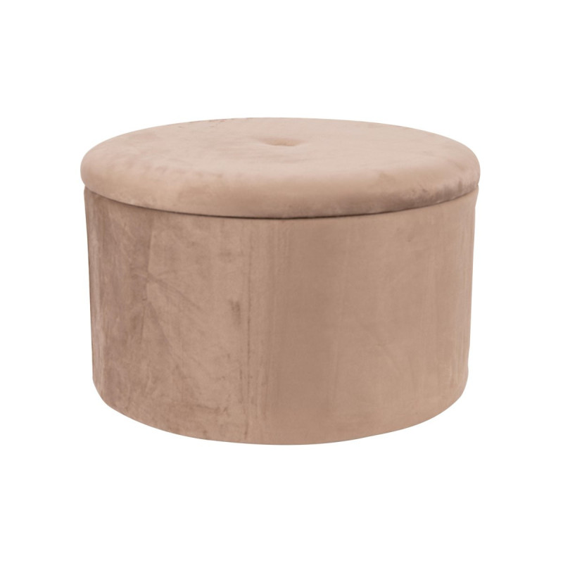 Set 2 Pouf contenitore pieghevoli Olimpia velluto beige 56x34cm