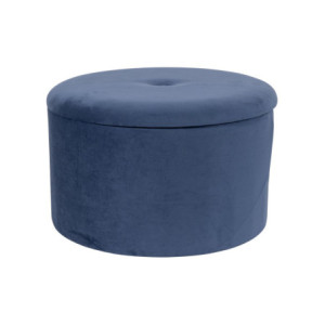 Set di 2 Pouf Contenitore Pieghevole Olimpia Velluto Blu 56x34