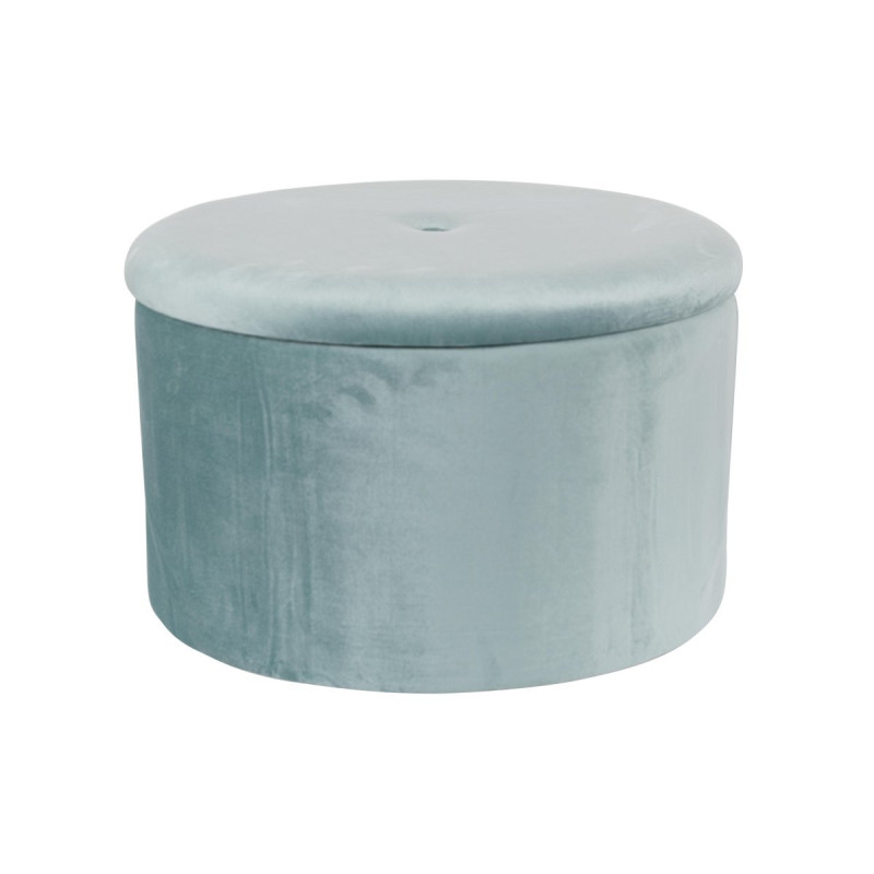 Set 2 Pouf contenitore pieghevoli Olimpia velluto turchese 56x34