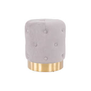 Set 2 Pouf Anastasia velluto trapuntato base oro grigio 35x42cm