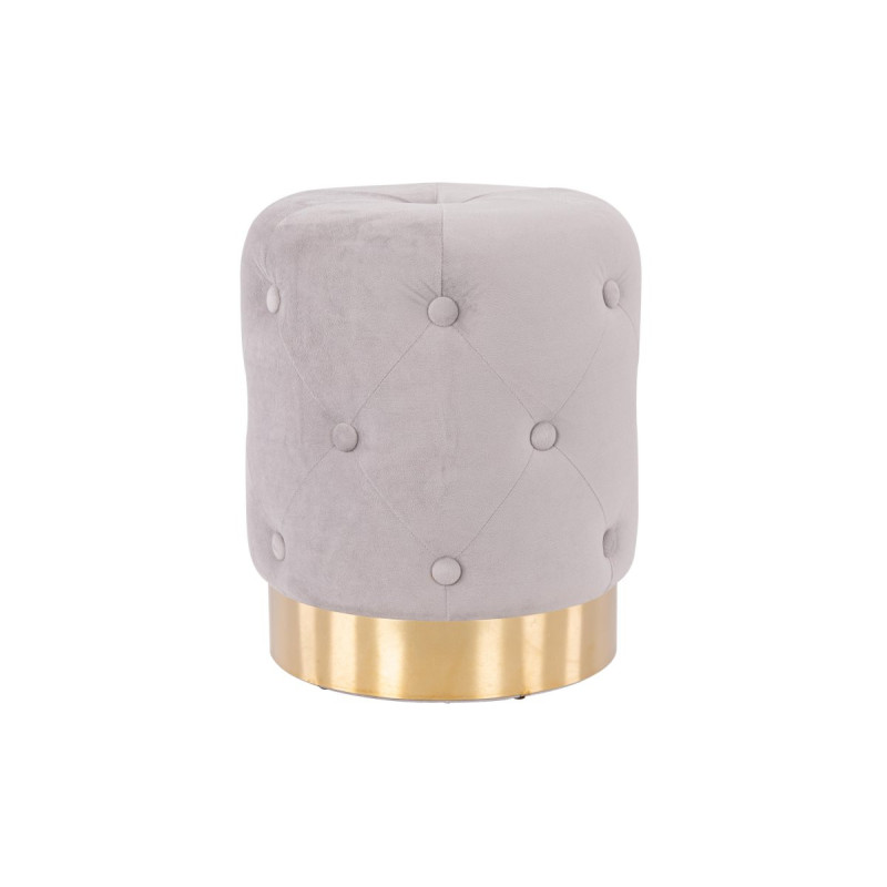 Set 2 Pouf Anastasia velluto trapuntato base oro grigio 35x42cm