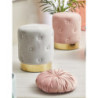 Set 2 Pouf Anastasia velluto trapuntato base oro grigio 35x42cm