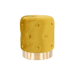 Set di 2 Pouf Anastasia In Velluto Trapuntato Con Base Oro Senape 35x42