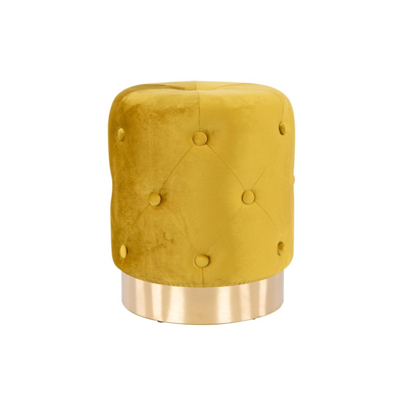 Set 2 Pouf Anastasia velluto trapuntato base oro senape 35x42cm