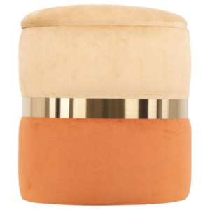 Set di 2 Pouf Contenitore Bicolore Jolene Beige/terra Di Siena 37x37x42