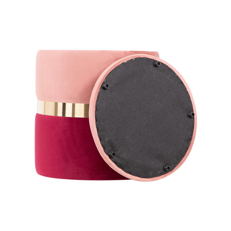 Set 2 Pouf contenitore Jolene 37x37x42cm rosa burgundy arredo