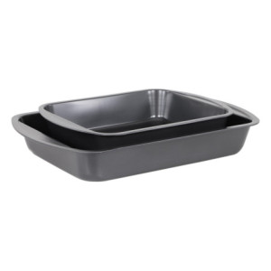 Set di 4 confezioni 2pz Rostiere Rettangolare Cm35*27*6,6 / 45*30*7 In Carbon Steel