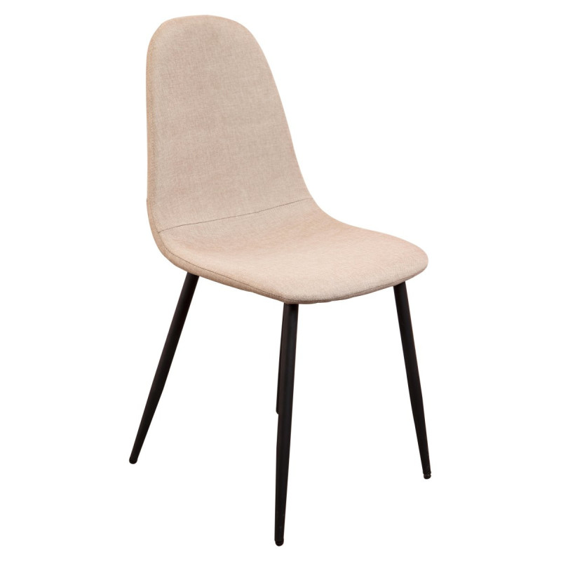 Set 4 Sedie Alida in tessuto beige gambe nere design moderno