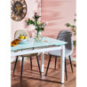 Set 4 Sedie Alida in tessuto beige gambe nere design moderno