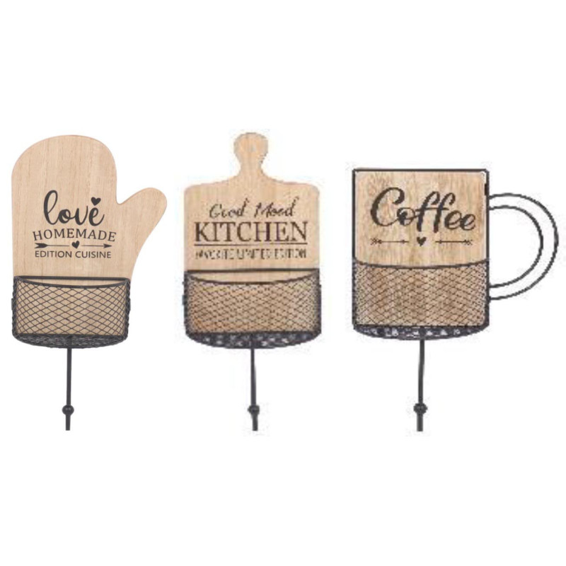 Set 6 Appendini 1 Gancio Home Kitchen MDF/metallo assortiti