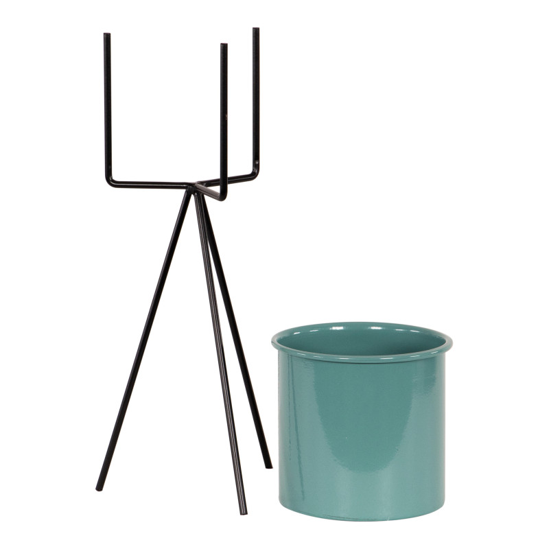 Set 2 Portavaso Metallo Olivia D11xH29cm verde/nero con supporto