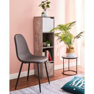 Zoom Set di 4 confezioni 2 Tavolini Tondi Venice Bianco Gr Effetto Graniglia/nero