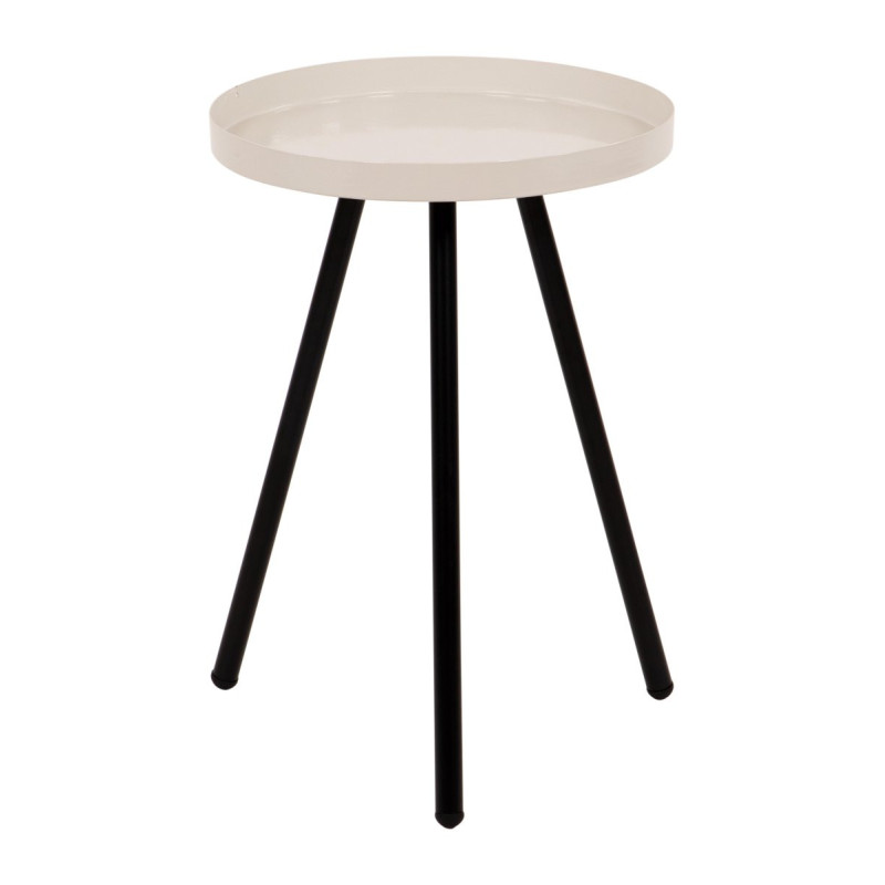 Set 6 Tavolini Tondi Dalton 3 gambe crema/nero D30xH42cm