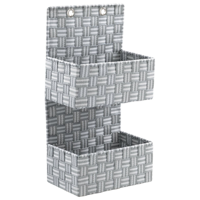 Set 6 Portaoggetti Parete 2 piani PP intrecciato grigio 25x15x11/48