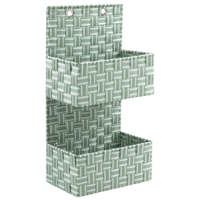 Set 6 Portaoggetti Parete 2 piani PP intrecciato verde 25x15x11/50