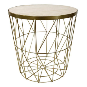 Set di 6 Tavolini Contenitore Kaori Diam 38x40 Oro Con Top In Mdf