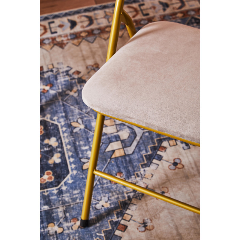 Set di 6 Sedie Pieghevoli Cynthia velluto tortora struttura oro