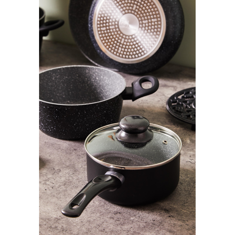 Set di 2 Batterie 7pz Gaia alluminio fondo induzione effetto marmo