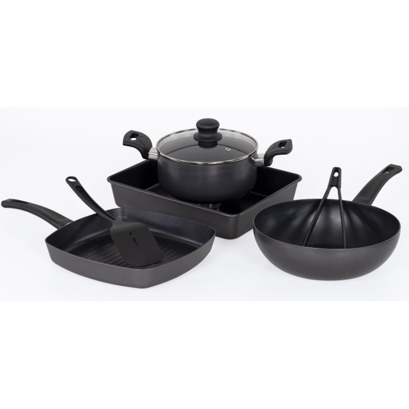 Set di 2 Batterie 7pz Medua alluminio fondo induzione cucina