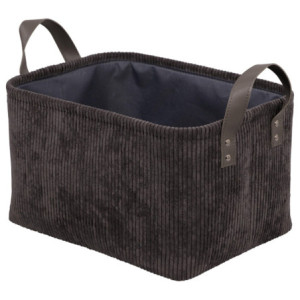 Set di 6 Cesti porta tutto Micol Grigio Scuro 36x26x19cm Velluto A Coste