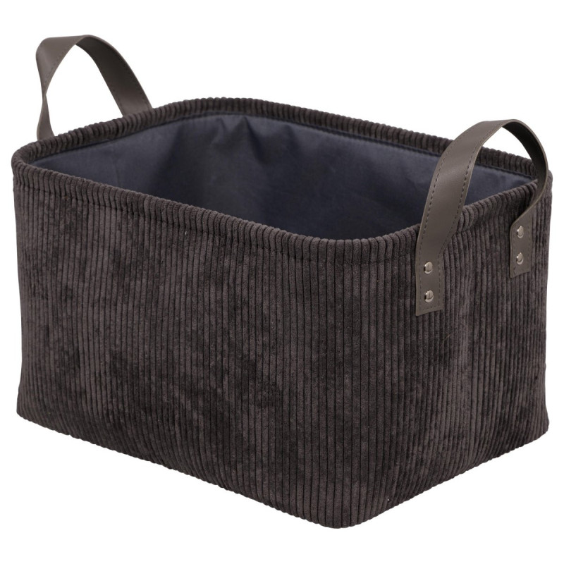 Set di 6 Cesti porta tutto Micol Grigio Scuro 36x26x19cm Velluto A Coste