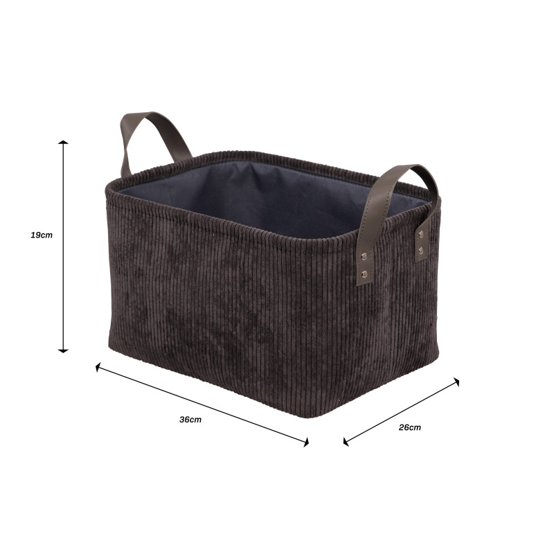 Set di 6 Cesti porta tutto Micol Grigio Scuro 36x26x19cm Velluto A Coste