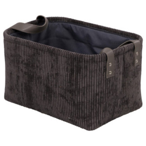 Set di 6 Cesti porta tutto Micol Grigio Scuro 33x23x18cm Velluto A Coste