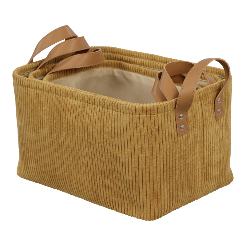 Set di 6 confezioni 3 Ceste Porta Tutto Micol Senape velluto