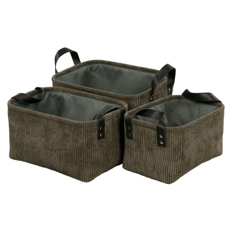 Set di 6 confezioni 3 Ceste Porta Tutto Micol Verde velluto