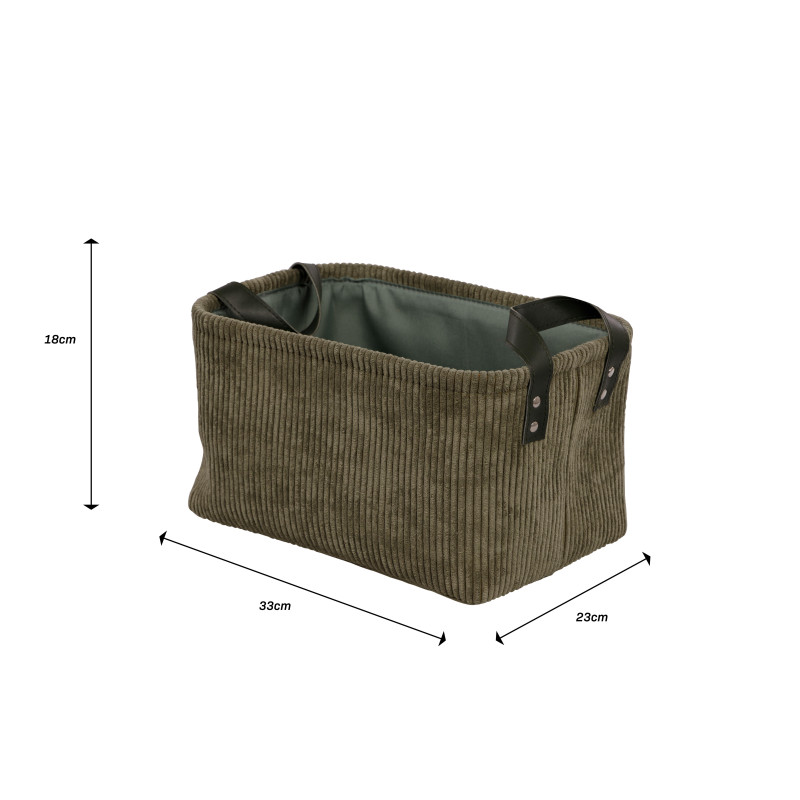 Set 6 cesti porta tutto Micol verde velluto a coste 33x23x18cm