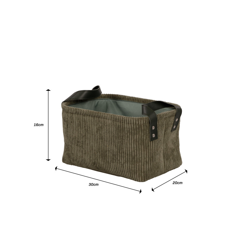Set 6 cesti porta tutto Micol verde velluto a coste 30x20x16cm