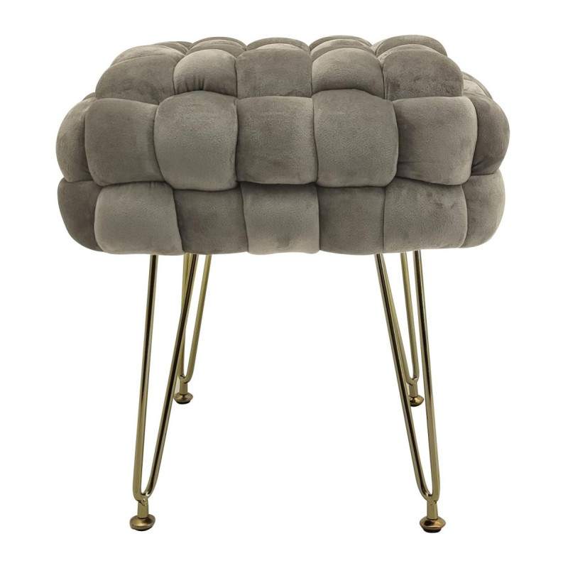 Set 2 pouf intrecciato Sophie beige velluto piedini regolabili