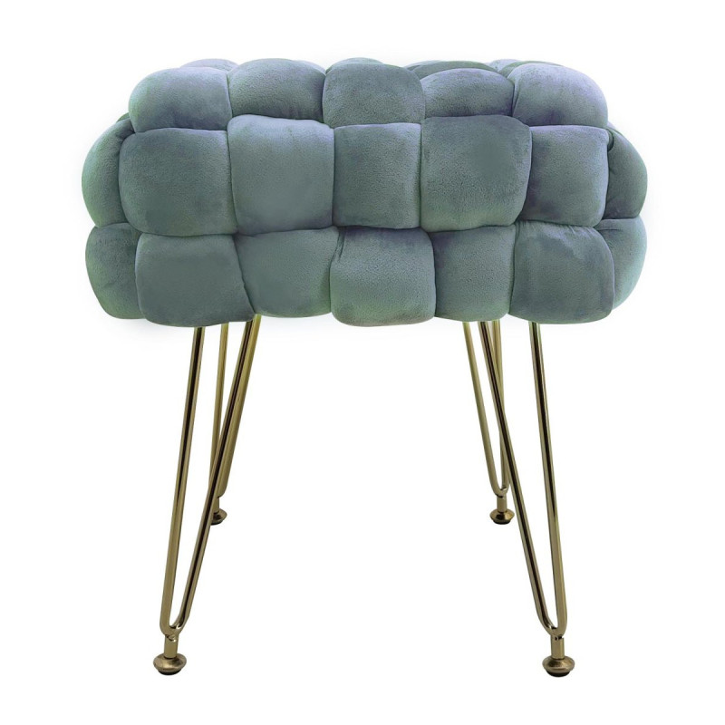 Set 2 pouf intrecciato Sophie grigio velluto piedini regolabili