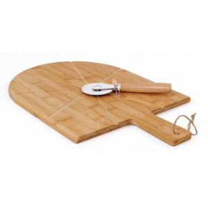 Zoom Set di 6 confezioni 2pz Tagliere Pizza In Bamboo 43*30 Con Rotella Tagliapizza