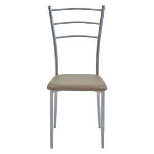 Set di 6 Sedie New Marta In Pvc Tortora E Gambe Silver Dimensione 41x48x92cm