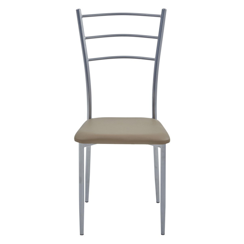 Set di 6 Sedie New Marta In Pvc Tortora E Gambe Silver Dimensione 41x48x92cm