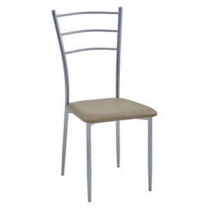 Zoom Set di 6 Sedie New Marta In Pvc Tortora E Gambe Silver Dimensione 41x48x92cm