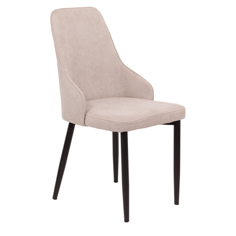 Set 4 sedie Chantal tessuto beige gambe nere opaco moderne casa