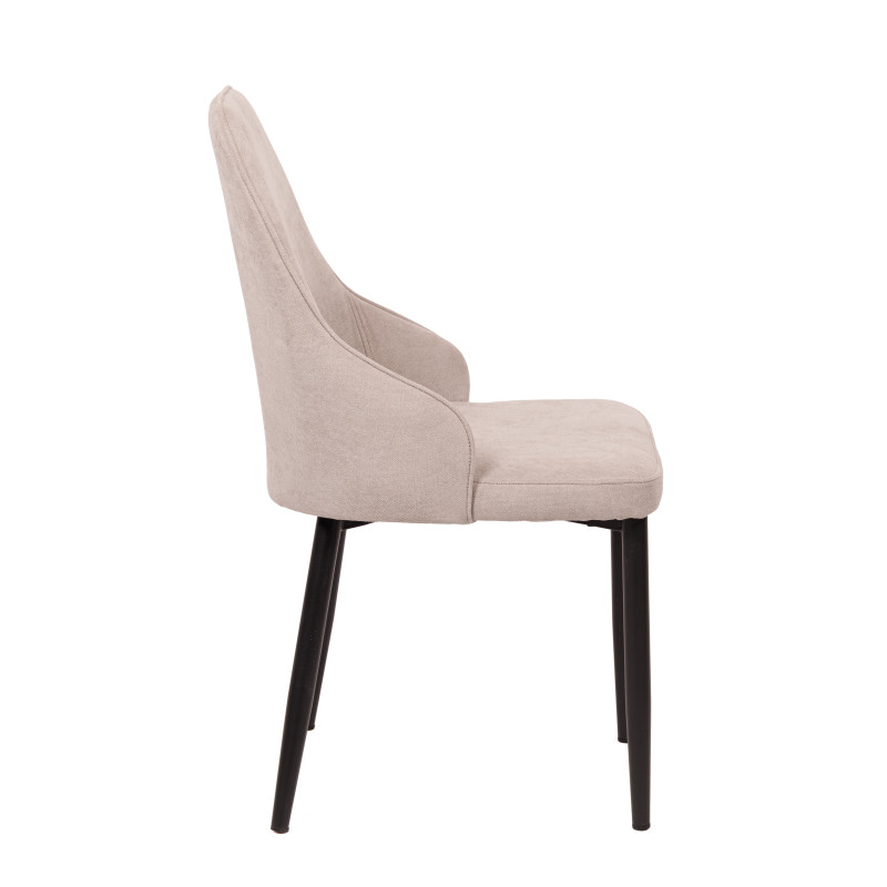 Set 4 sedie Chantal tessuto beige gambe nere opaco moderne casa
