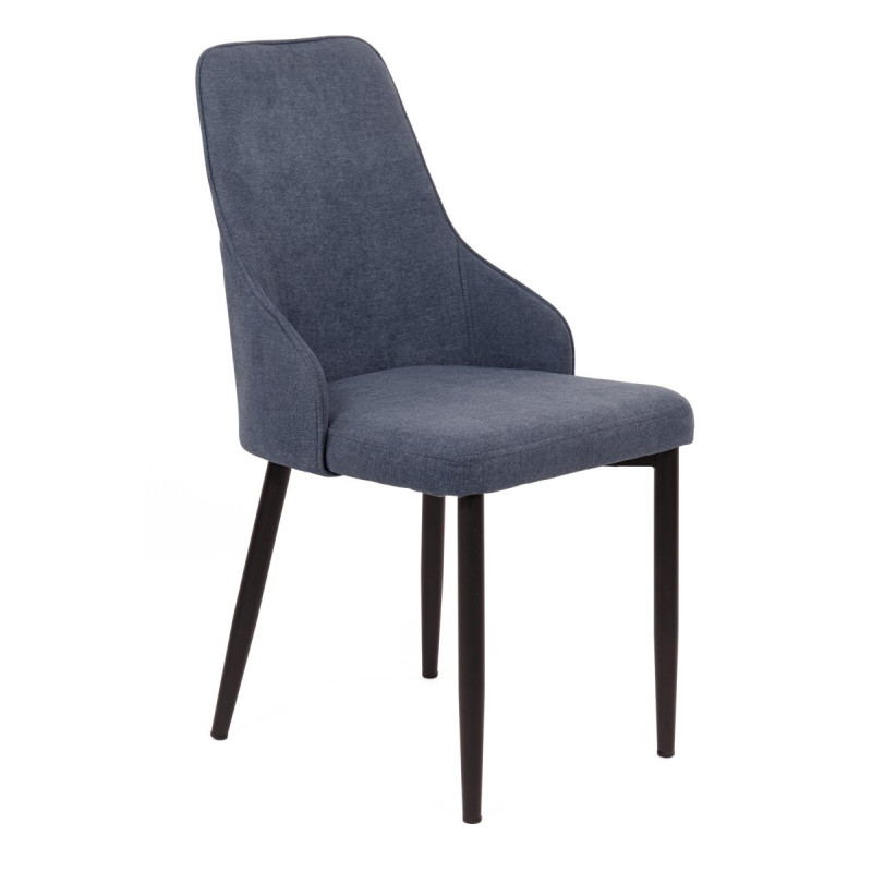 Set 4 sedie Chantal tessuto blu avio gambe nere opaco moderne